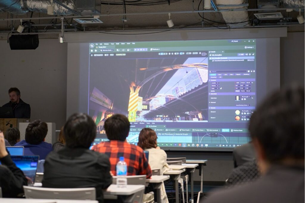 Jaakko Saari's commemorative class of Unreal Engine at Digital Hollywood University in Tokyo.